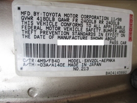 1999 TOYOTA CAMRY LE GOLD 2.2L AT Z15057